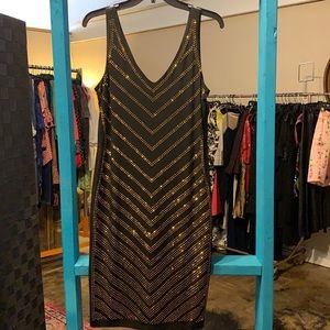 Black gold studded cocktail dress